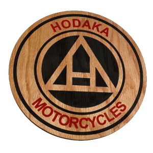 10" Hand Painted Lazer Cut Wooden Hodaka Logo Sign