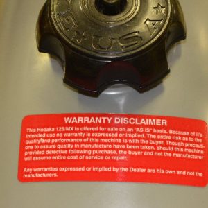 Warranty disclaimer - Combat Wombat fuel tank decal