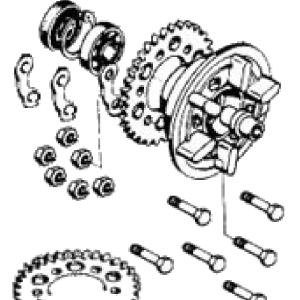 6 Bolt Rear flange assembly with 2 steel sprockets (32 & 40) for the Models 92B+ 93A 93B