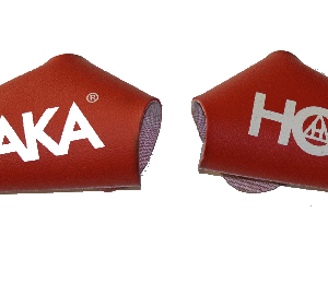 Hodaka perch lever covers in red and white