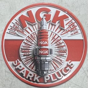 8" Round Aluminum NGK Spark Plug Sign