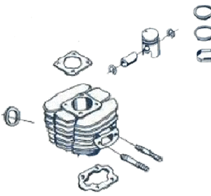 N.O.S. Ace 90 top end rebuild package STD Bore with Early Round Top Finned Head