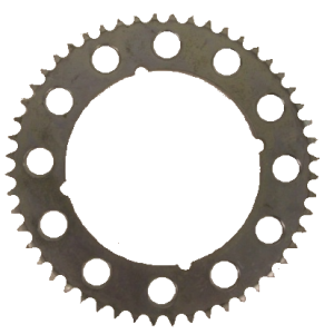 46 tooth .420 overlay sprocket for Models 90 92 92B 92B+ / Requires a 32 tooth rear sprocket. PLEASE NOTE: These are 40+ old NOS Hodaka issued steel sprockets that may have zinc blemishes from sitting on the shelf.